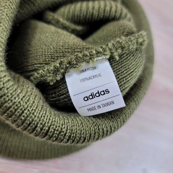 NEW Adidas Wide Cuff Fold‎ Beanie Men's One Size Knit Cuffed Hat Olive Green - Picture 3 of 4